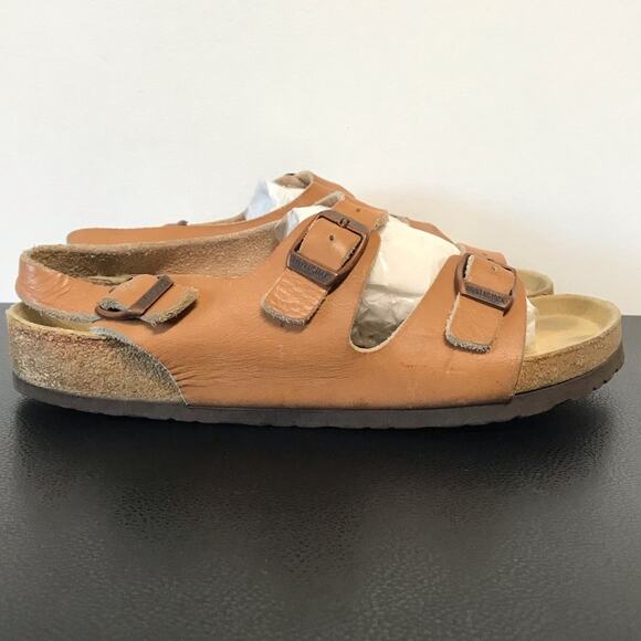 Vintage Birkenstock Milano Caramel Ginger Brown Double Heel Strap Sandals 40 - Picture 11 of 16
